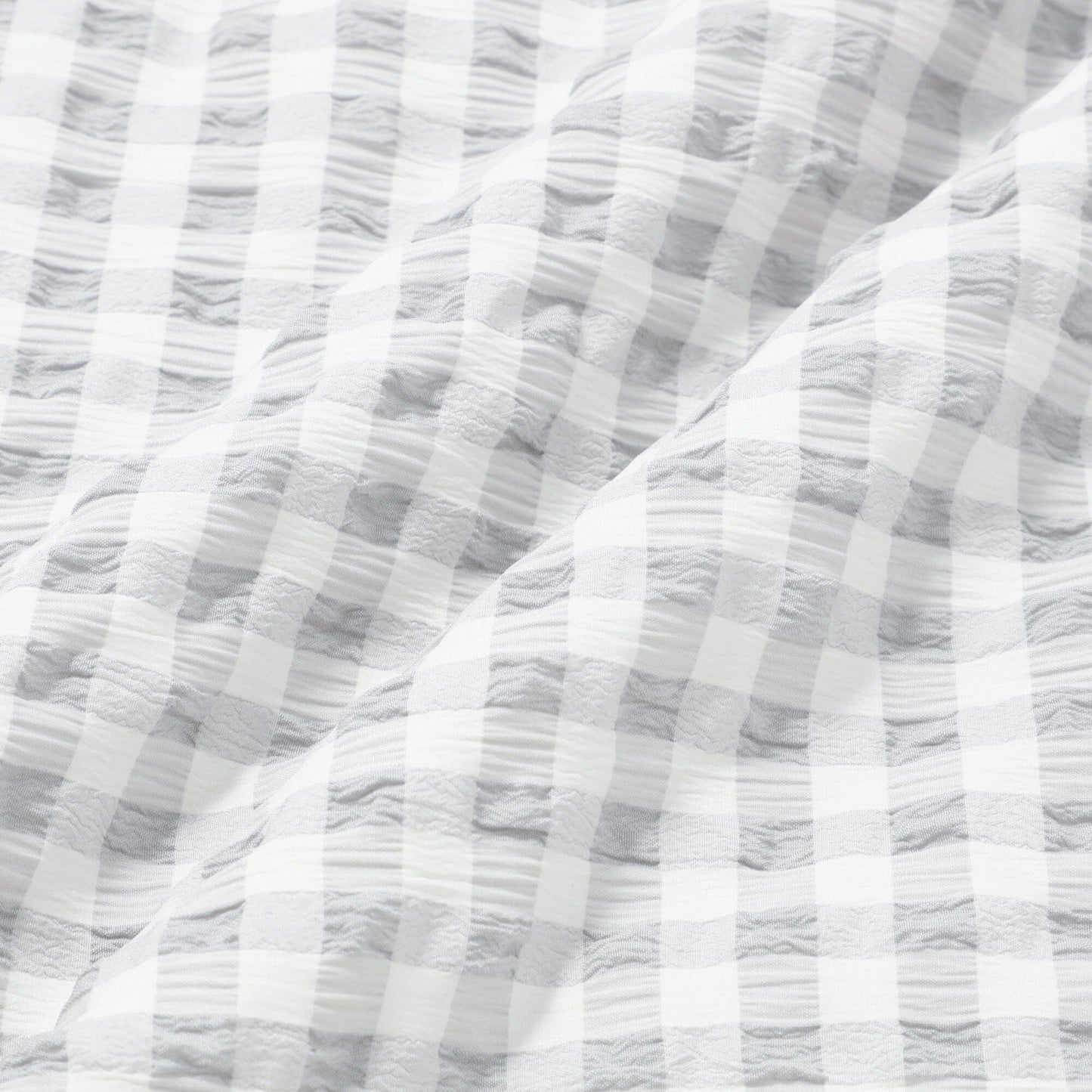 Fuwaro Cooling Quilt Frill Check Double White X Grey
