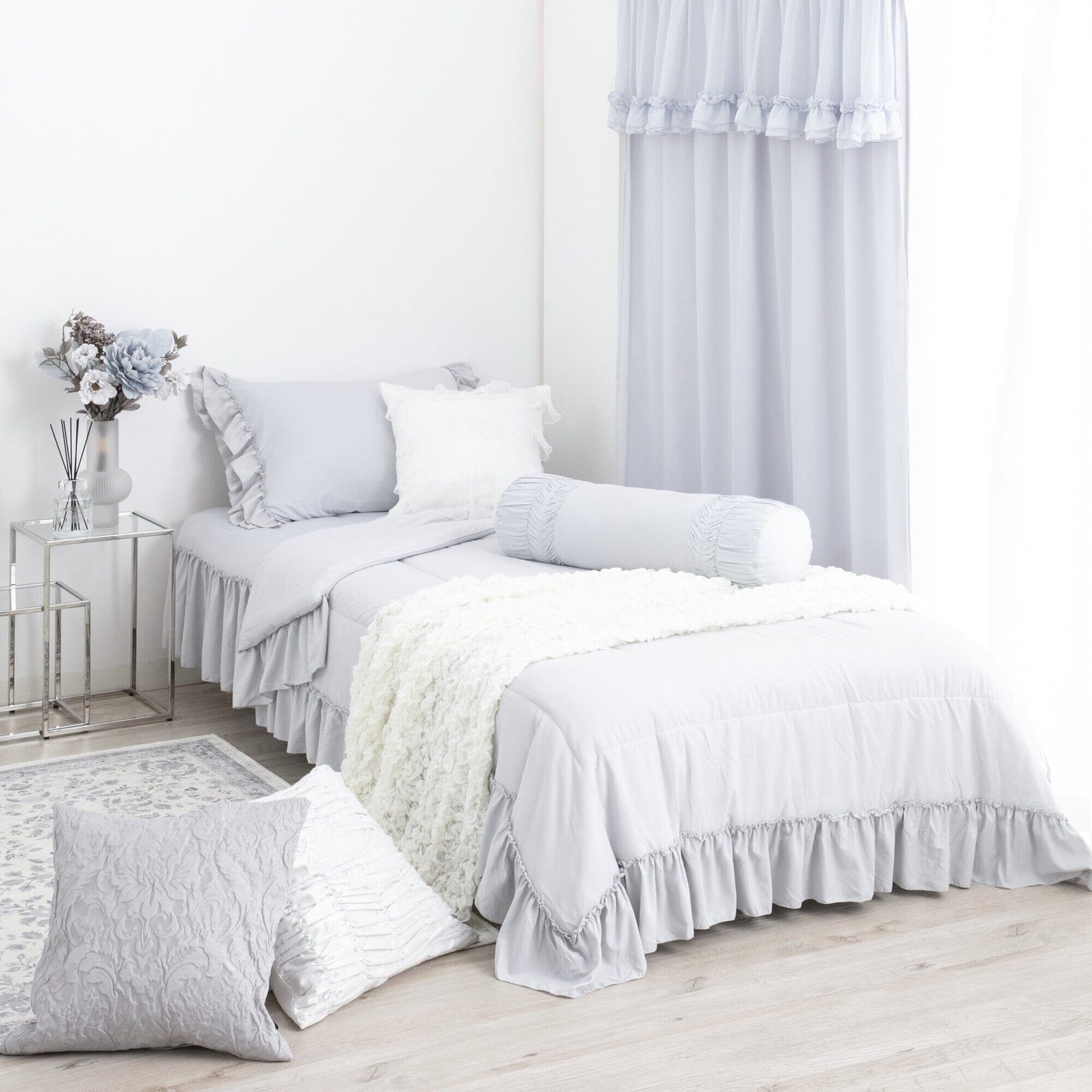 Fuwaro Cooling Quilt Frill Double Grey