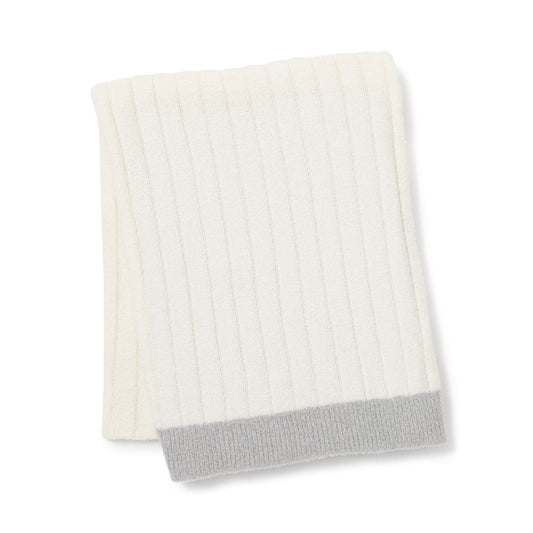 Melting bicolor knit throw (lap blanket) 1700 x 1000 White x Grey